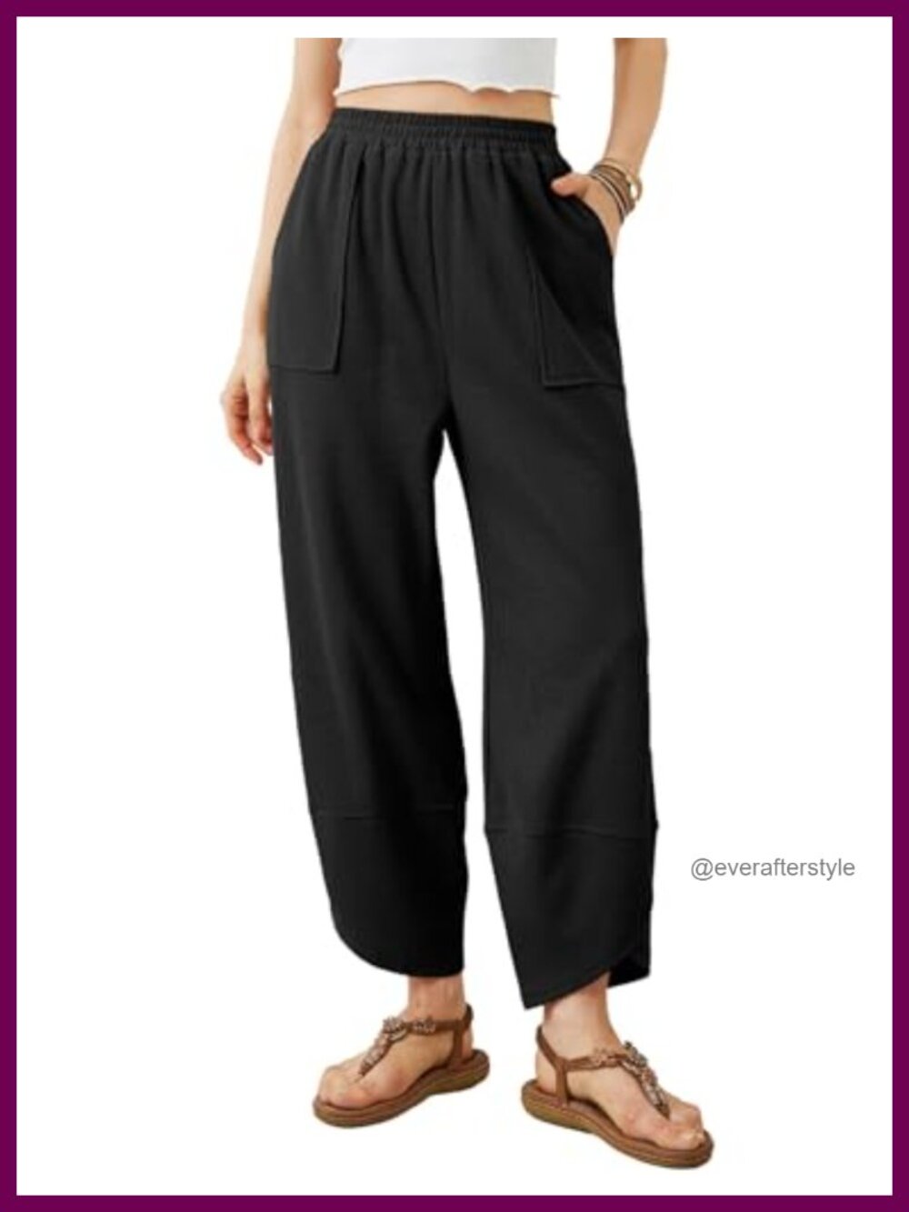 Womens Baggy Wide Leg Palazzo Harem Pants with Pockets Elastic Waist